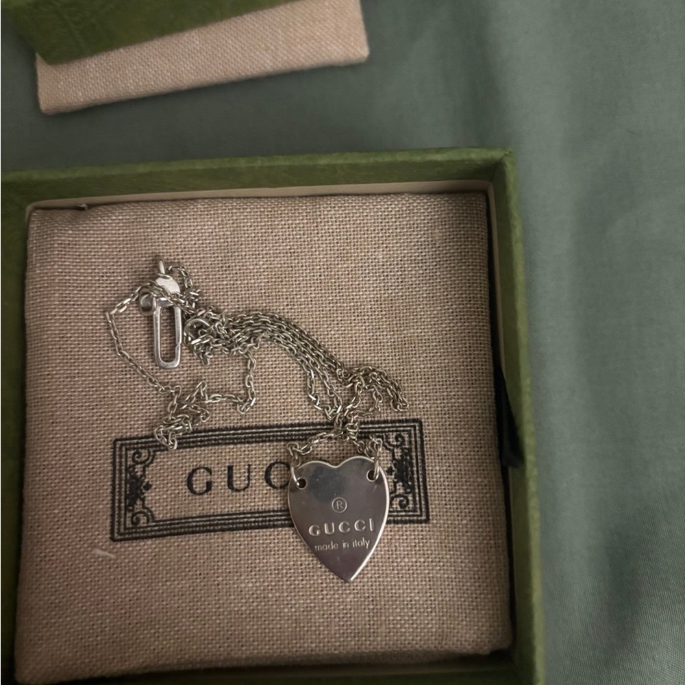 Gucci Silver Heart Charm Necklace
